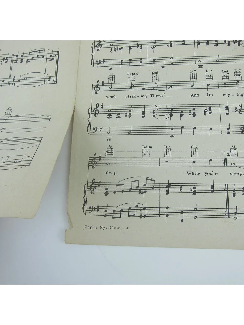 Sheet Music Crying Myself To Sleep Kate Smith Klenner & Wendling Vintage 1930